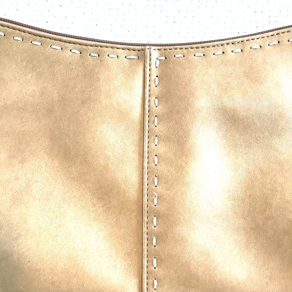 Aldo tan purse tassel stitching braid zip faux leather - Picture 3 of 8
